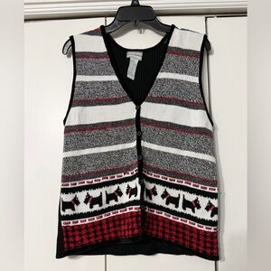 Napa Valley Black and Red Knit Scottie Dog Sweater Vest